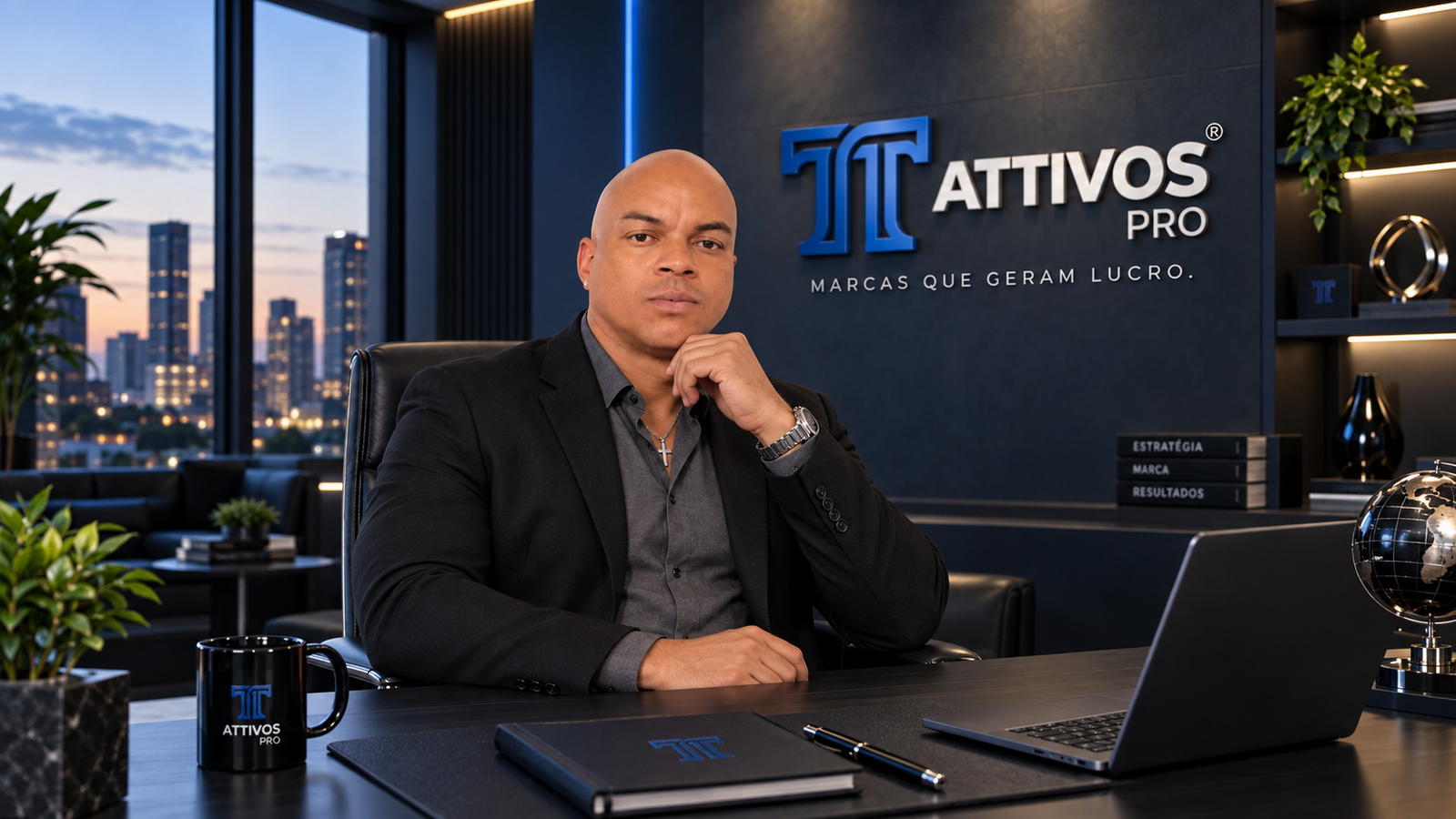 Imagem premium da ATTIVOS PRO em escritório executivo